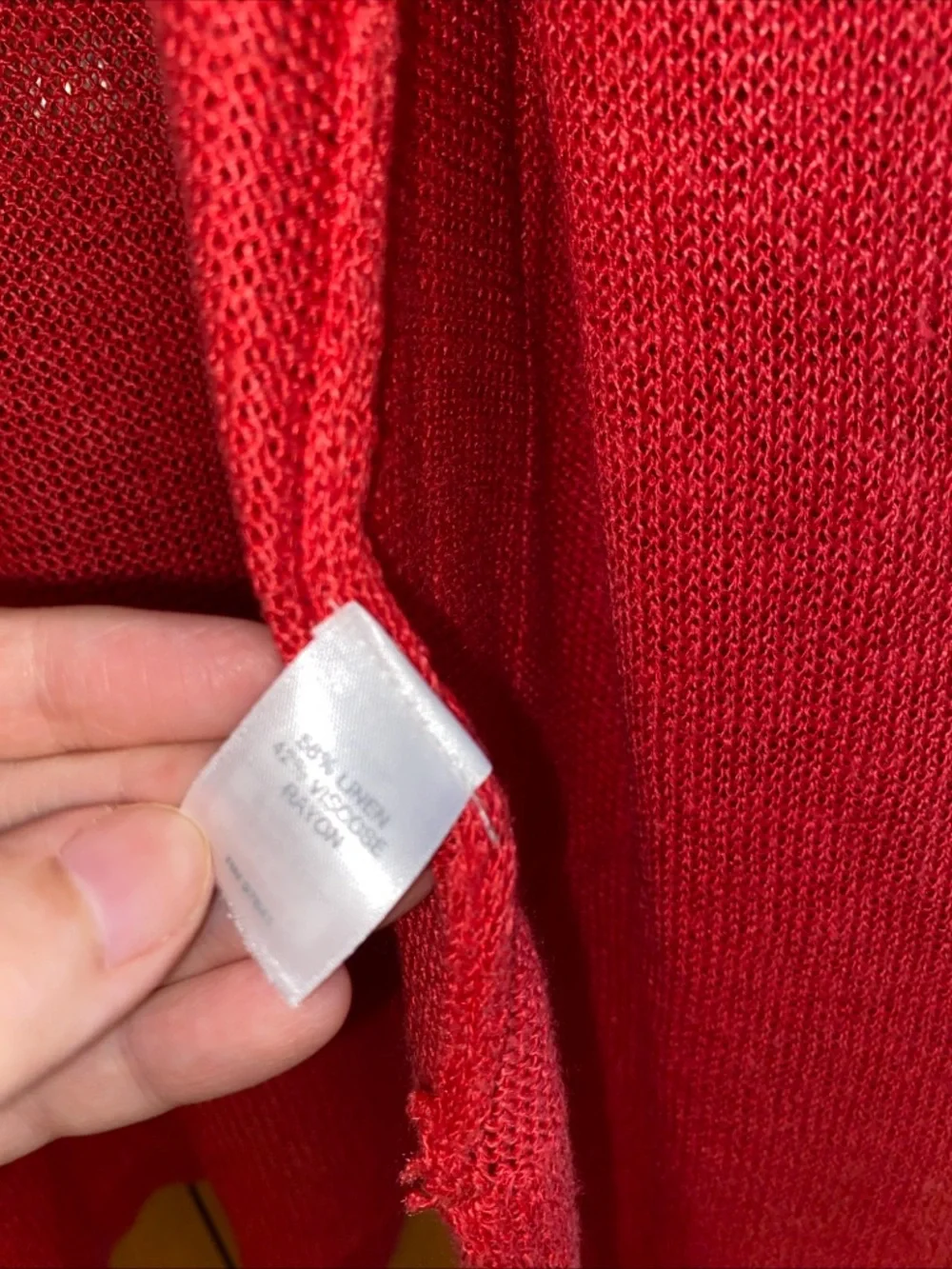 J. Jill Linen Blend Cardigan Sweater Womens L Coral Red Open Front Coastal Beach